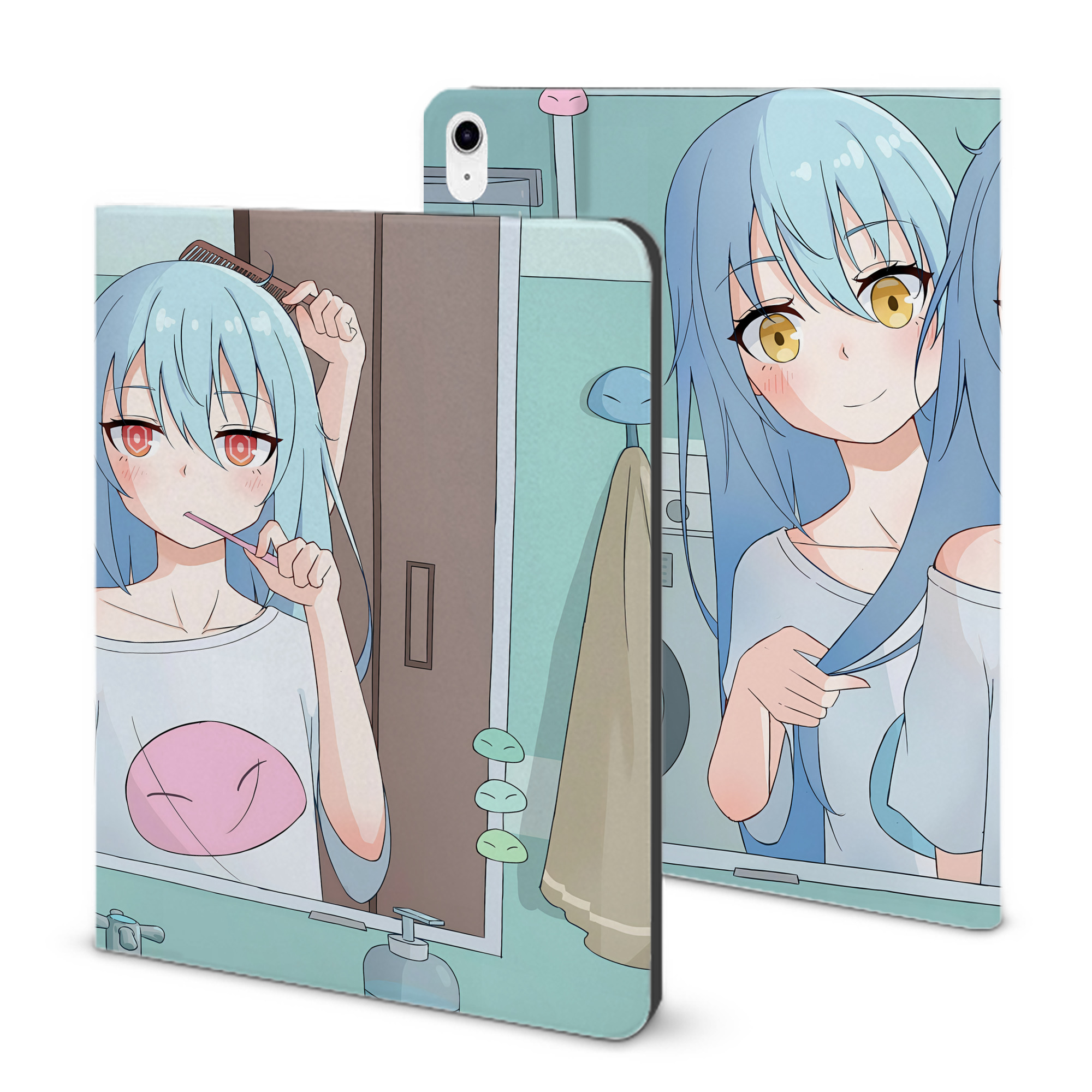 （画像用） 転スラ Regarding Reincarnated to Slime IPad ケース ブック型 PUレザー TPU 耐衝撃 軽量 薄型 ペン収納なし 全面保護 IPad 各モデル対応
